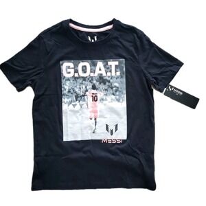 NEW MESSI Inter Miami GOAT‎ Boys Kids T-Shirt Size Large NWT Black Graphic Print
